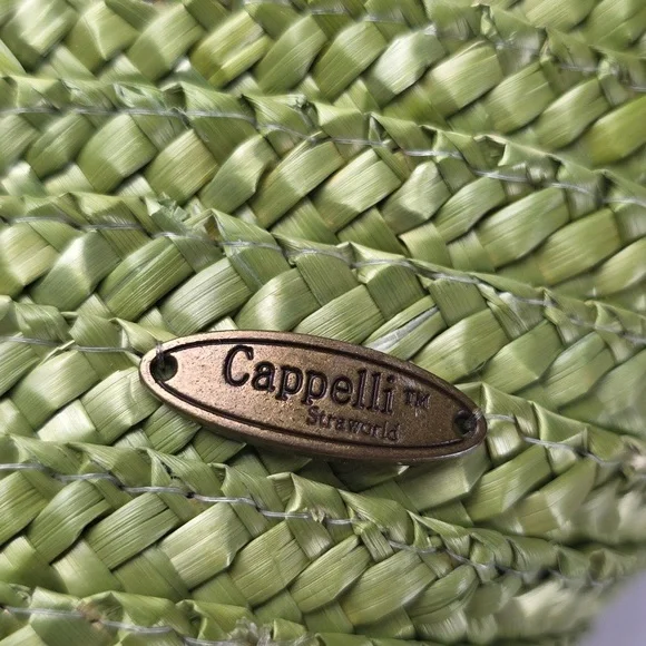 Capelli/Straworld Vibrant Green Woven Tote Bag Purse Beads Beachy BoHo GUC READ - Picture 2 of 14